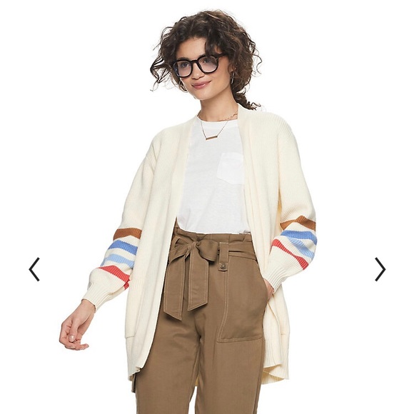 POPSUGAR Sweaters - Popsugar long cream striped sleeves cardigan